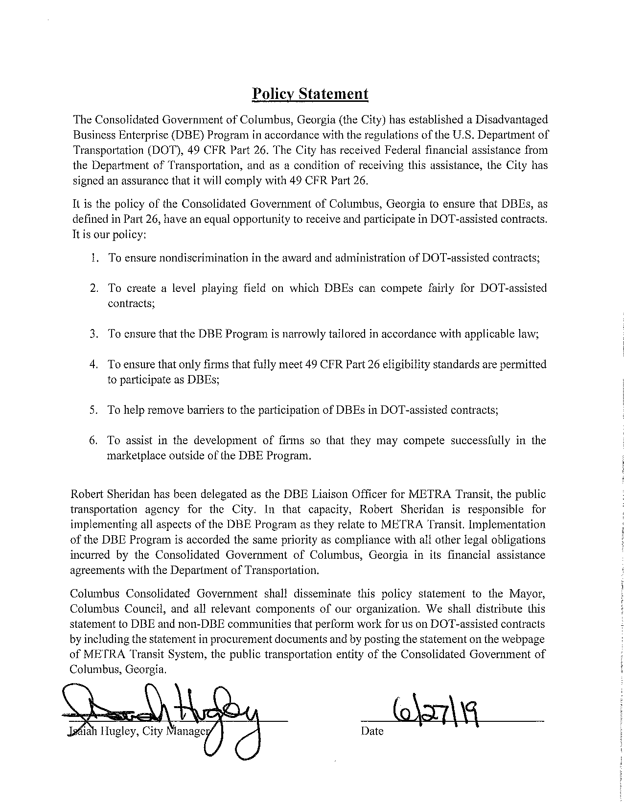 DBE Policy Statement