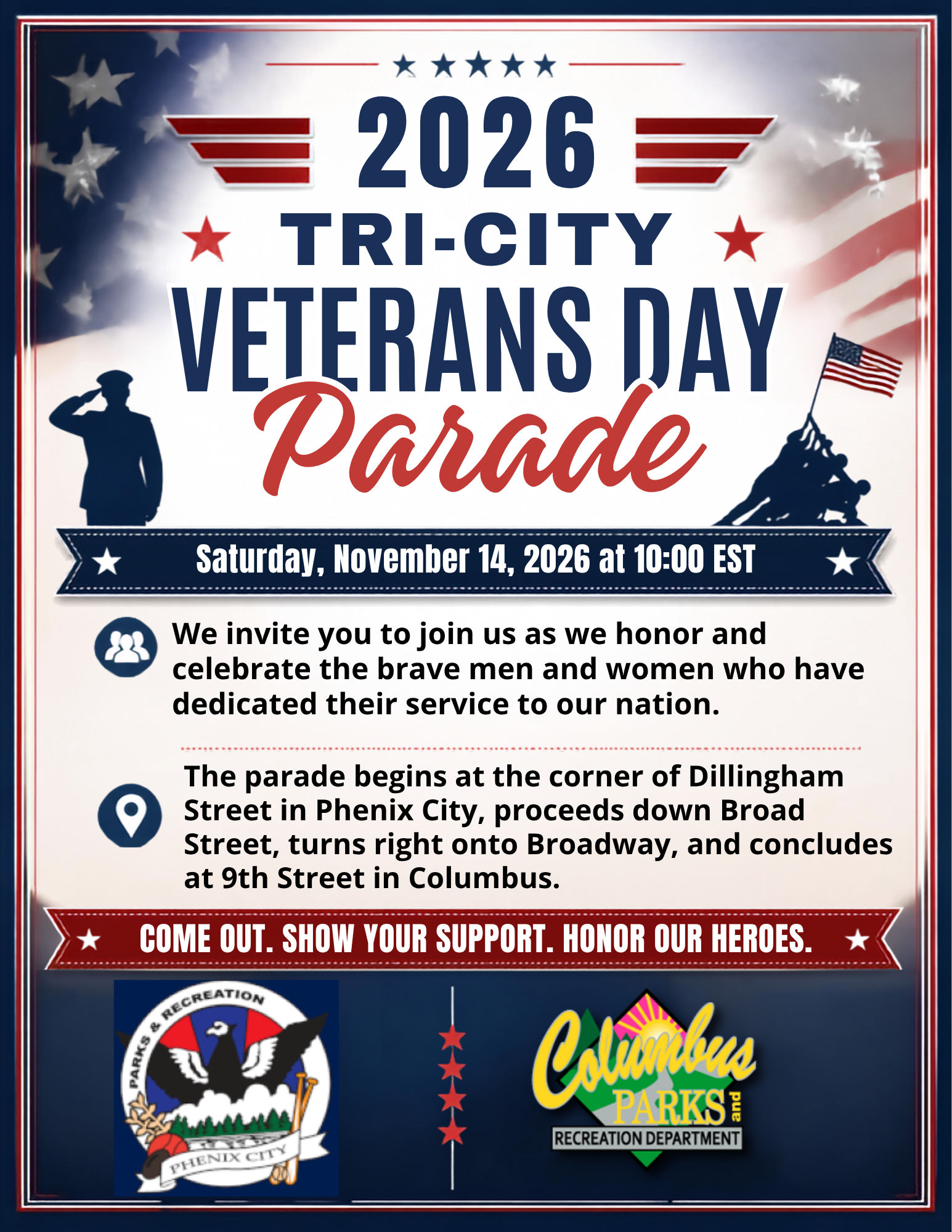Veterans Day Parade (2026) Saturday Nov 14, 2026 10 AM